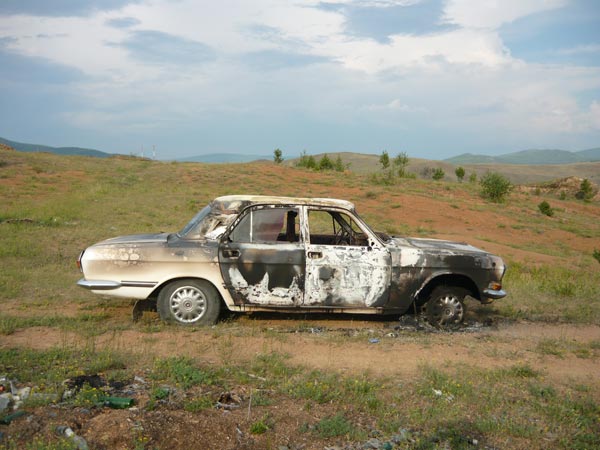 В Тарбагатайском районе сгорела машина вместе с водителем